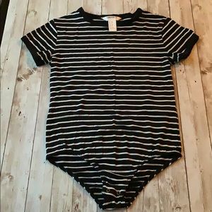 Girls black and white striped bodysuit